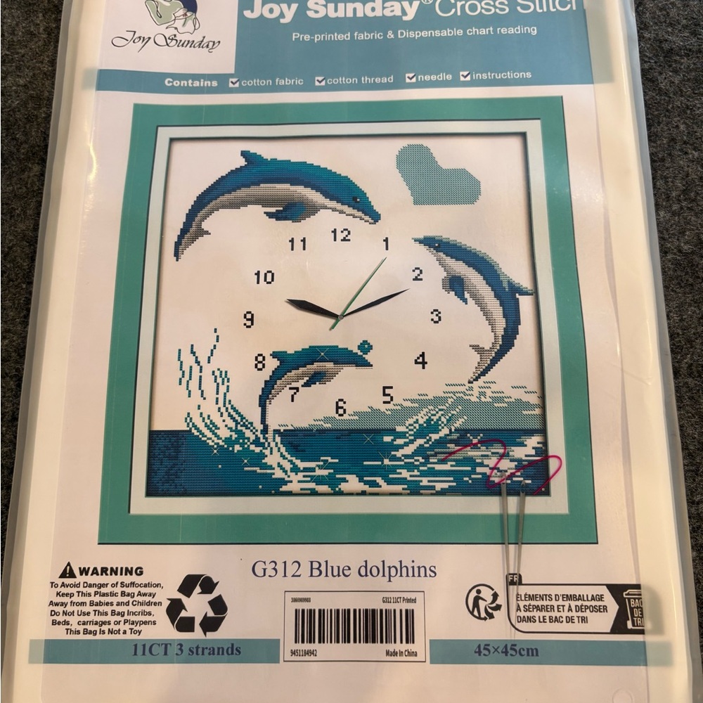 Joy Sunday Blue Dolphin Cross Stitch Kit #G312 New